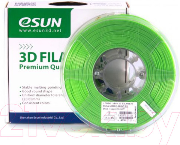 Изображение товара Пластик для 3D-печати eSUN ABS + / т0026665 (1.75мм, 1кг, салатовый)