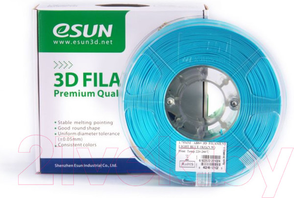 Изображение товара Пластик для 3D-печати eSUN ABS + / т0026666 (1.75мм, 1кг, светло-голубой)