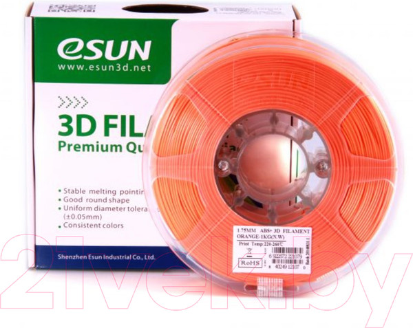 Изображение товара Пластик для 3D-печати eSUN ABS + / т0026843 (1.75мм, 1кг, оранжевый)