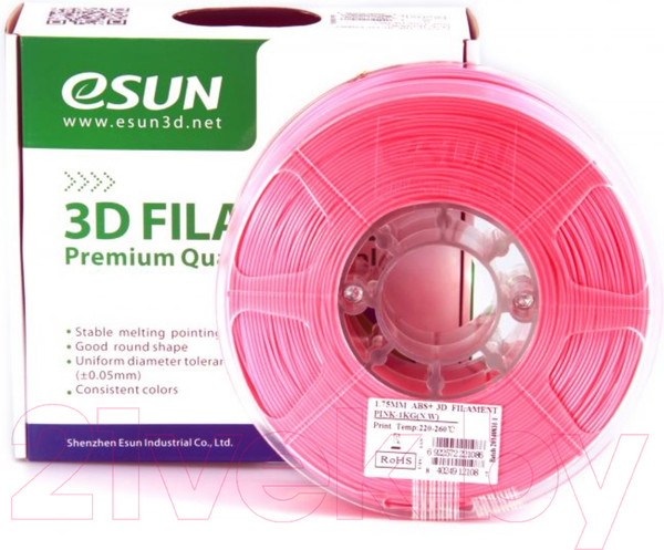 Изображение товара Пластик для 3D-печати eSUN ABS + / т0029666 (1.75мм, 1кг, розовый)