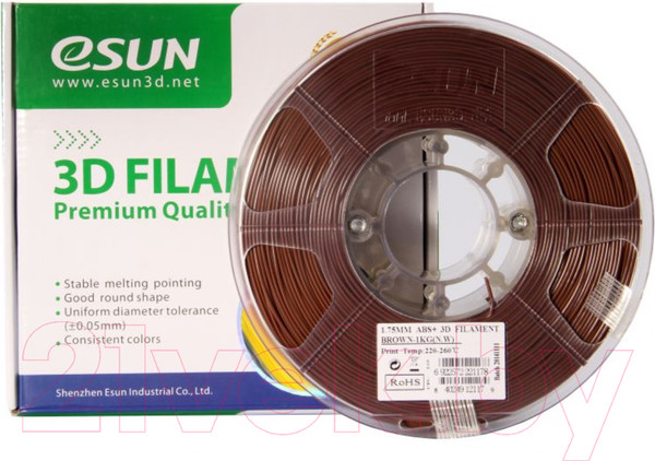 Изображение товара Пластик для 3D-печати eSUN ABS + / т0029669 (1.75мм, 1кг, коричневый)