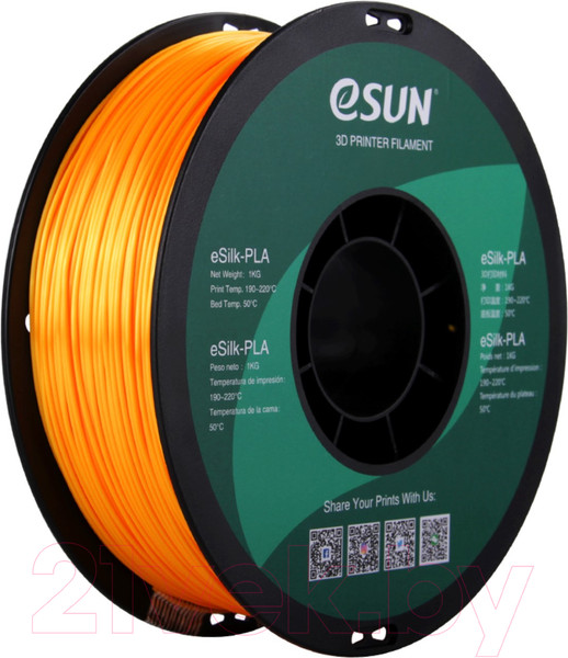 Изображение товара Пластик для 3D-печати eSUN eSilk-PLA / т0030635 (1.75мм, 1кг, темно-желтый)