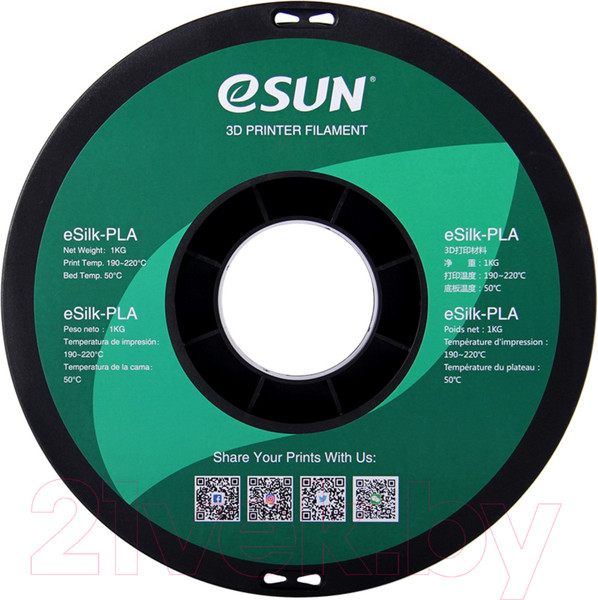 Изображение товара Пластик для 3D-печати eSUN eSilk-PLA / т0030635 (1.75мм, 1кг, темно-желтый)