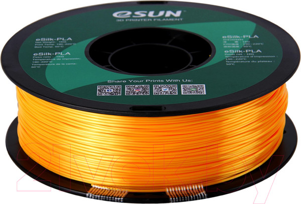 Изображение товара Пластик для 3D-печати eSUN eSilk-PLA / т0030635 (1.75мм, 1кг, темно-желтый)