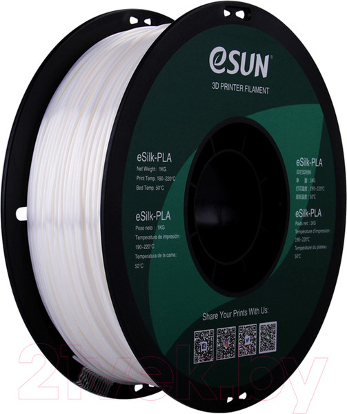 Изображение товара Пластик для 3D-печати eSUN eSilk-PLA / т0030640 (1.75мм, 1кг, белый)