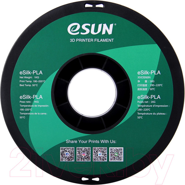 Изображение товара Пластик для 3D-печати eSUN eSilk-PLA / т0030640 (1.75мм, 1кг, белый)