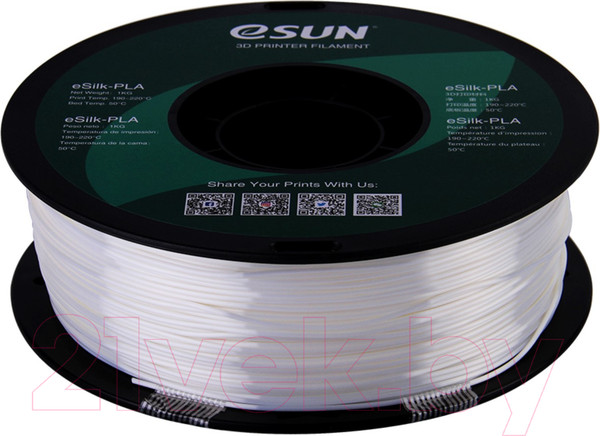 Изображение товара Пластик для 3D-печати eSUN eSilk-PLA / т0030640 (1.75мм, 1кг, белый)