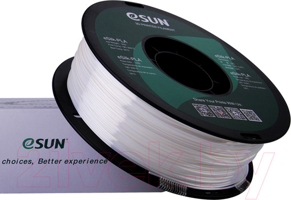 Изображение товара Пластик для 3D-печати eSUN eSilk-PLA / т0030640 (1.75мм, 1кг, белый)