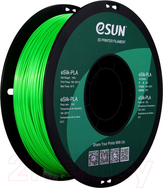 Изображение товара Пластик для 3D-печати eSUN eSilk-PLA / т0030641 (1.75мм, 1кг, зеленый)