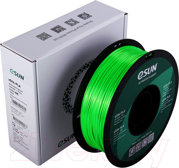 Изображение товара Пластик для 3D-печати eSUN eSilk-PLA / т0030641 (1.75мм, 1кг, зеленый)