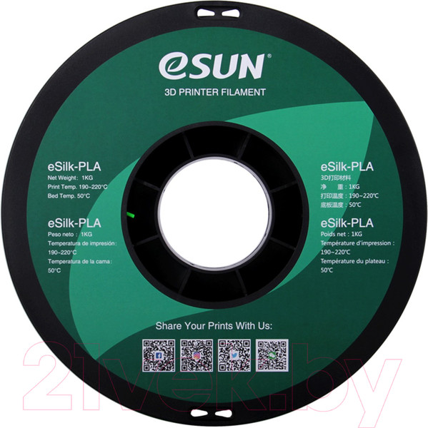 Изображение товара Пластик для 3D-печати eSUN eSilk-PLA / т0030641 (1.75мм, 1кг, зеленый)