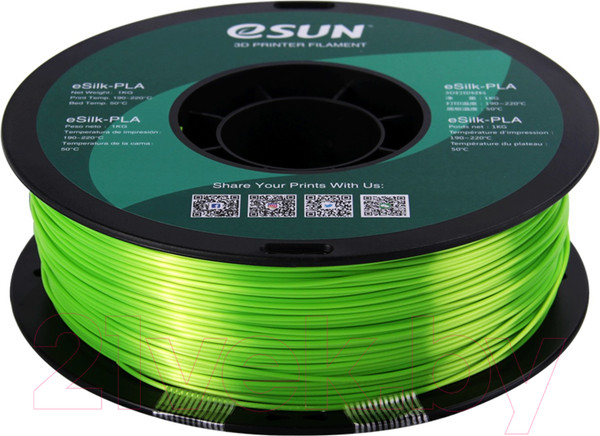 Изображение товара Пластик для 3D-печати eSUN eSilk-PLA / т0030641 (1.75мм, 1кг, зеленый)