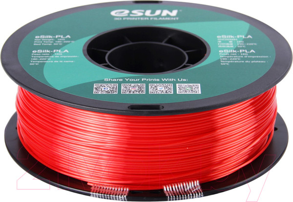Изображение товара Пластик для 3D-печати eSUN eSilk-PLA / т0030643 (1.75мм, 1кг, красный)
