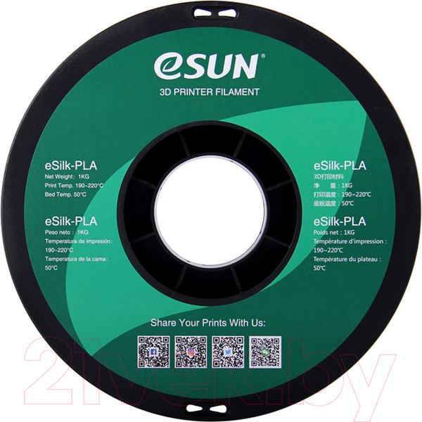Изображение товара Пластик для 3D-печати eSUN eSilk-PLA / т0030644 (1.75мм, 1кг, голубой)
