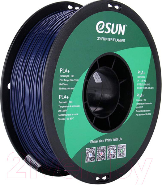 Изображение товара Пластик для 3D-печати eSUN PLA+ / т0032220 (1.75мм, 1кг, темно-синий)