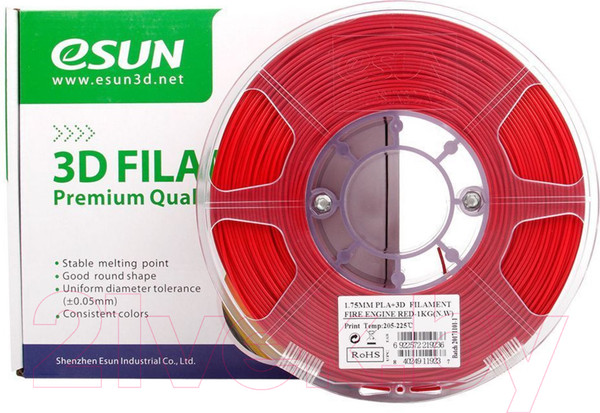 Изображение товара Пластик для 3D-печати eSUN PLA + / т0030623 (1.75мм, 1кг, сигнальный красный)
