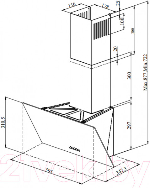 Изображение товара Вытяжка наклонная ZORG Arstaa 60 М (серое стекло)