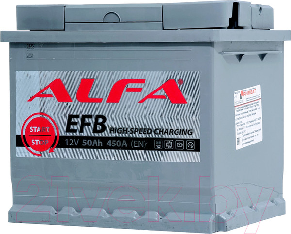 Изображение товара Автомобильный аккумулятор ALFA battery EFB R (50 А/ч)