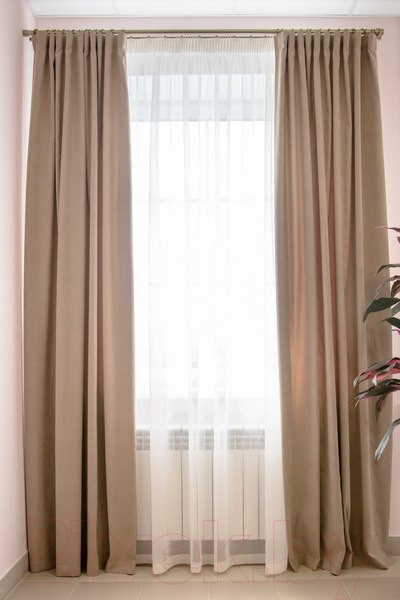 Изображение товара Комплект штор Decoretto Сатин светло-коричневый ССК-K34 (200x260, коричневый)