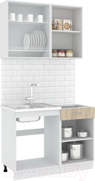 Изображение товара Кухонный гарнитур Кортекс-мебель Корнелия Лира-лайт 1.1м без столешницы (дуб сонома)