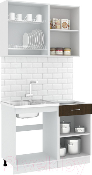 Изображение товара Кухонный гарнитур Кортекс-мебель Корнелия Лира-лайт 1.1м без столешницы (дуб сонома/венге)