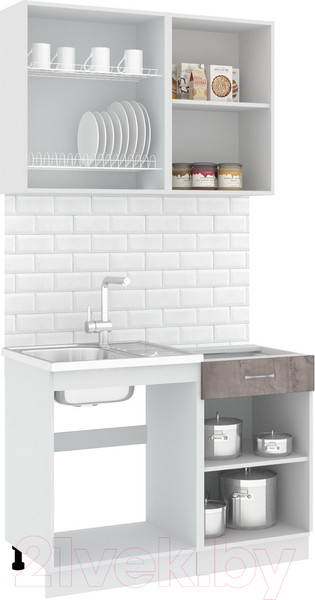 Изображение товара Кухонный гарнитур Кортекс-мебель Корнелия Лира-лайт 1.1м без столешницы (капучино/оникс)