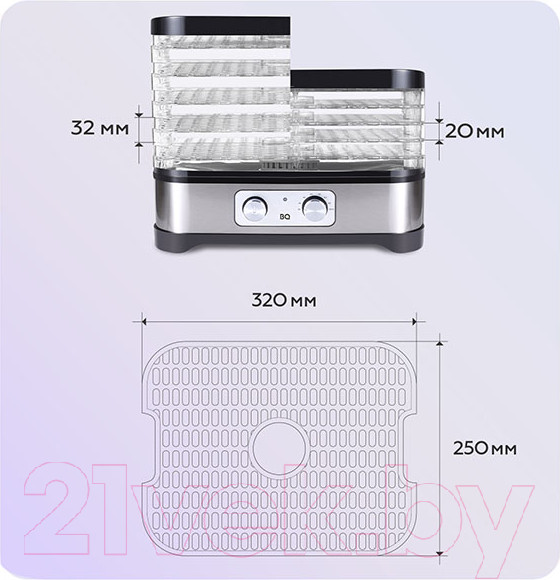 Изображение товара Сушилка для овощей и фруктов BQ FD1000 (черный/сталь)