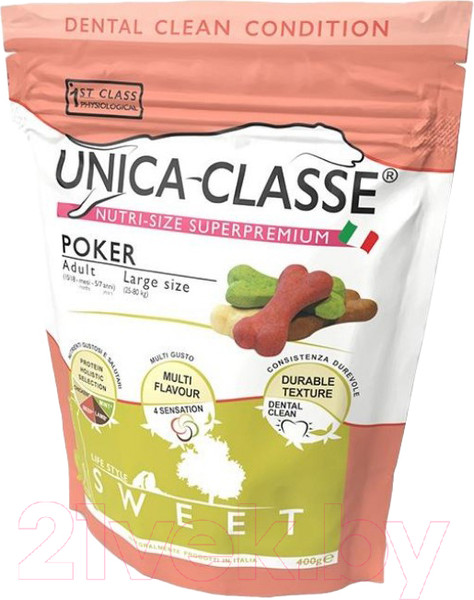 Изображение товара Лакомство для собак Unica Classe Poker Sweet Печенье для собак крупных пород (400г)