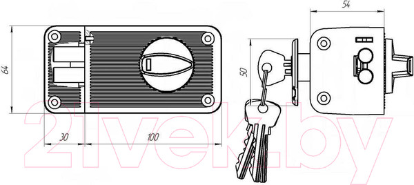 Изображение товара Замок накладной Зенит ЗН2-3 (медь)