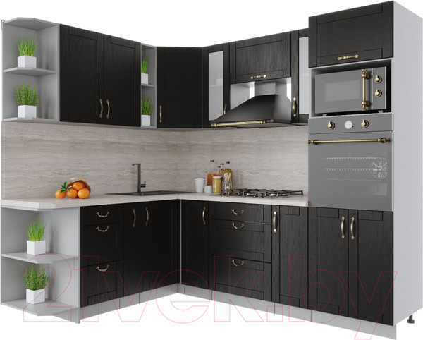 Изображение товара Кухонный гарнитур Интерлиния Мила Крафт 1.88x2.4 левая (дуб английский)