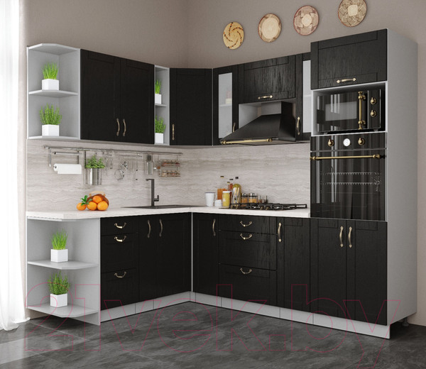 Изображение товара Кухонный гарнитур Интерлиния Мила Крафт 1.88x2.4 левая (дуб английский)