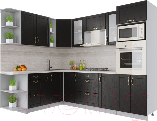 Изображение товара Кухонный гарнитур Интерлиния Мила Крафт 1.88x2.6 левая (дуб английский)