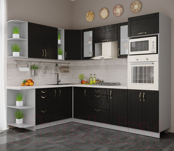 Изображение товара Кухонный гарнитур Интерлиния Мила Крафт 1.88x2.6 левая (дуб английский)