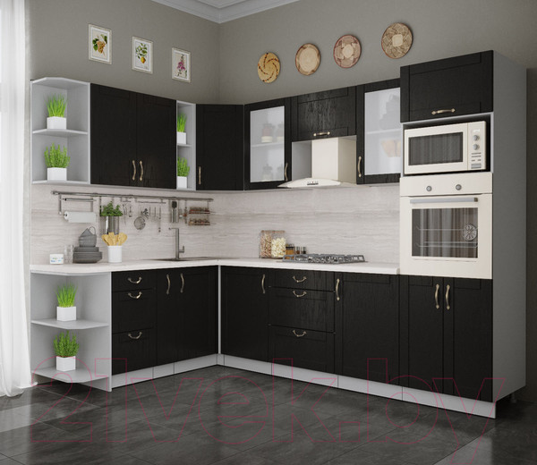 Изображение товара Кухонный гарнитур Интерлиния Мила Крафт 1.88x2.8 левая (дуб английский)