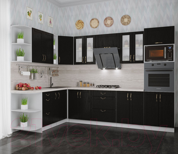 Изображение товара Кухонный гарнитур Интерлиния Мила Крафт 1.88x3.0 левая (дуб английский)