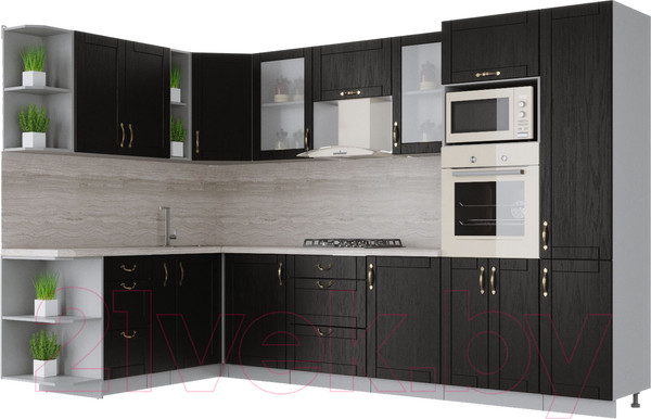 Изображение товара Кухонный гарнитур Интерлиния Мила Крафт 1.88x3.2 левая (дуб английский)