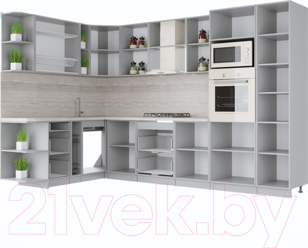 Изображение товара Кухонный гарнитур Интерлиния Мила Крафт 1.88x3.2 левая (дуб английский)