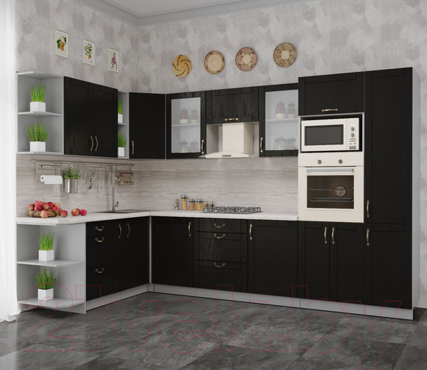 Изображение товара Кухонный гарнитур Интерлиния Мила Крафт 1.88x3.2 левая (дуб английский)