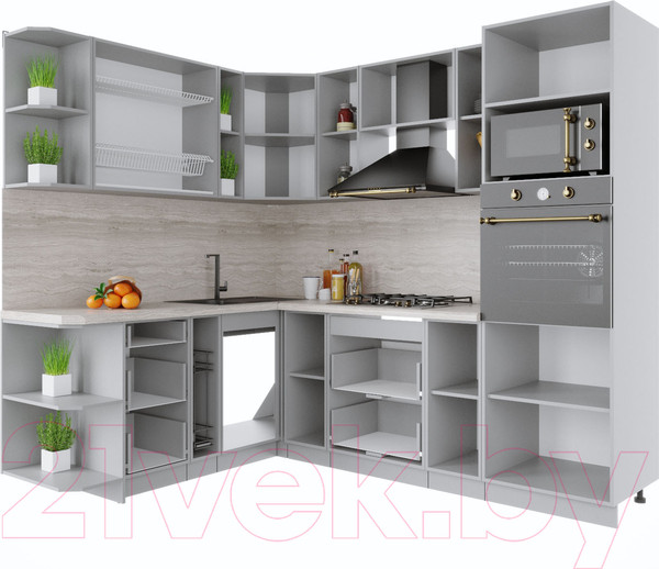 Изображение товара Кухонный гарнитур Интерлиния Мила Крафт 1.88x2.4 левая (дуб королевский)