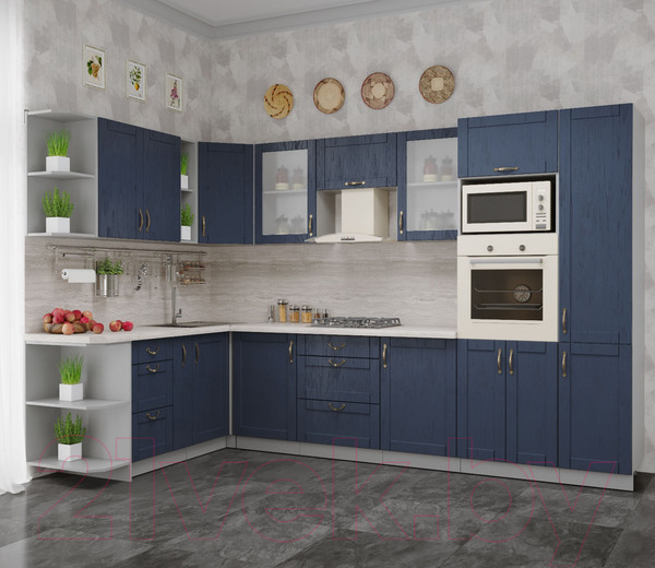 Изображение товара Кухонный гарнитур Интерлиния Мила Крафт 1.88x3.2 левая (дуб королевский)