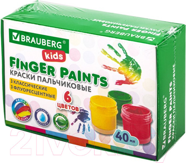 Изображение товара Пальчиковые краски Brauberg Kids / 192279 (6цв)