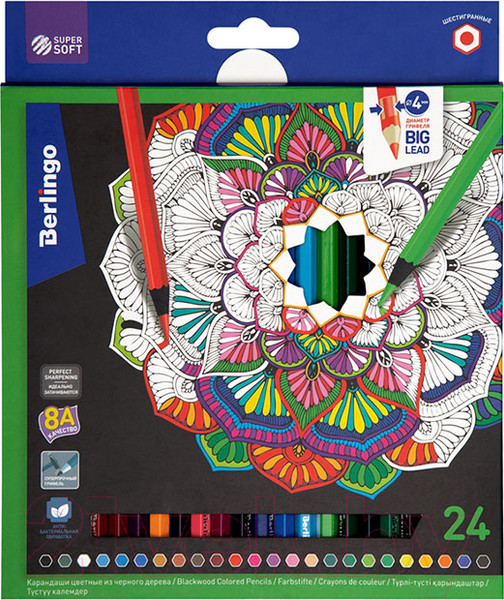 Изображение товара Набор цветных карандашей Berlingo SuperSoft Blackwood / SS01824 (24цв)