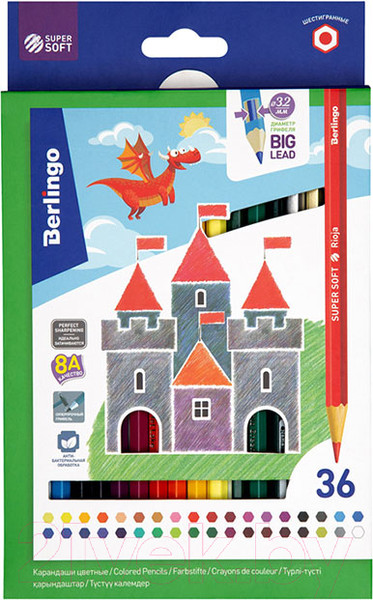 Изображение товара Набор цветных карандашей Berlingo SuperSoft Замки / SS00136 (36цв)