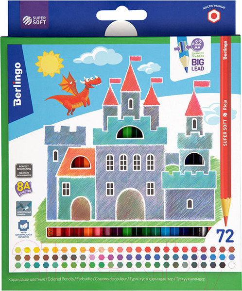 Изображение товара Набор цветных карандашей Berlingo SuperSoft Замки / SS00172 (72цв)