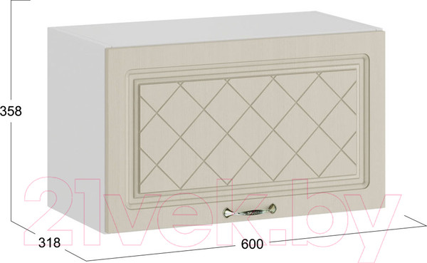Изображение товара Шкаф навесной для кухни ТриЯ Бьянка 1В6Г (белый/дуб ваниль)