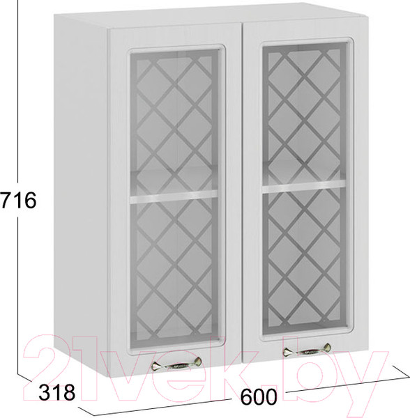 Изображение товара Шкаф навесной для кухни ТриЯ Бьянка 1В6С (белый/дуб белый)