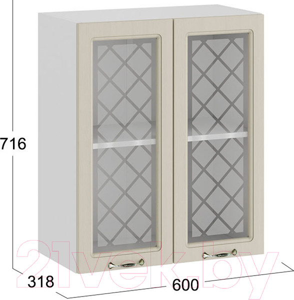 Изображение товара Шкаф навесной для кухни ТриЯ Бьянка 1В6С (белый/дуб ваниль)