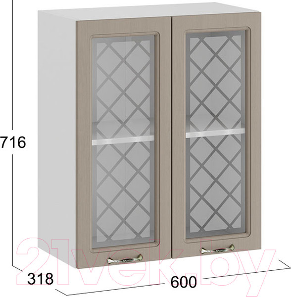 Изображение товара Шкаф навесной для кухни ТриЯ Бьянка 1В6С (белый/дуб кофе)