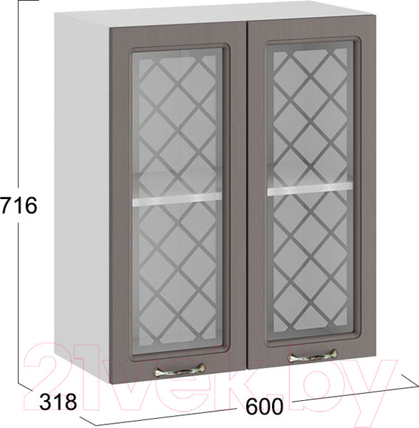Изображение товара Шкаф навесной для кухни ТриЯ Бьянка 1В6С (белый/дуб серый)