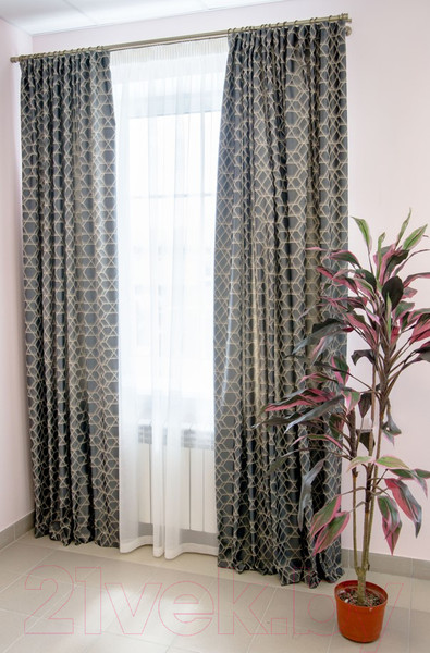 Изображение товара Комплект штор Decoretto Урбан графит УГ-K8 (200x260, графит с рисунком)